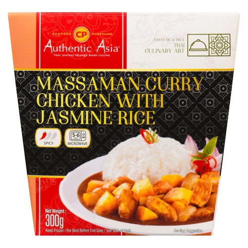 Authentic Asia Frozen Dinner Massaman Curry Chicken With Jasmine Rice Spicy 300 g