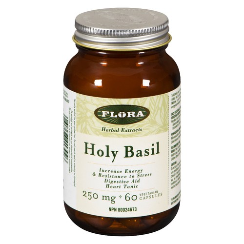 Flora Holy Basil 250 mg Vegetarian Capsules 60 Count