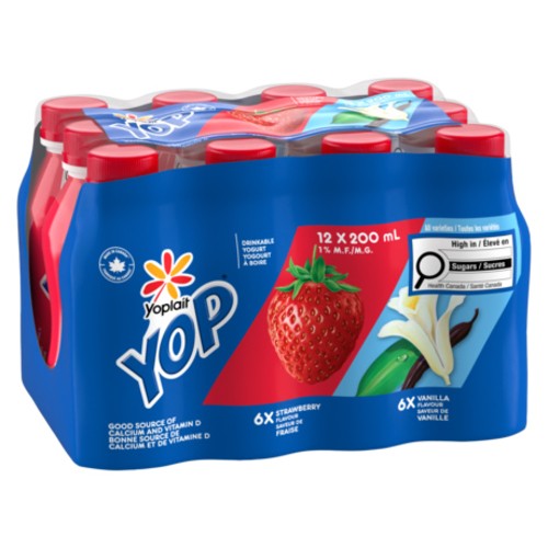 Yoplait YOP Drinkable Yogurt Strawberry Vanilla 12 x 200 ml (bottles)