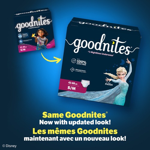 Goodnites Girls Nighttime Underwear Size S/M (43-68 lbs) 44 Count