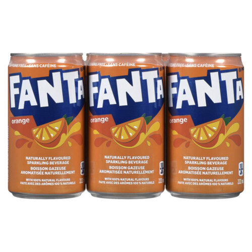 Fanta Naturally Flavoured Sparkling Beverage Orange 6 × 222 ml