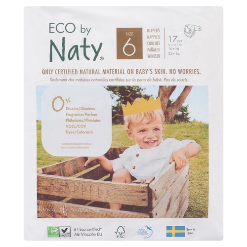 Eco by Naty Baby Diapers Size 6 17 EA