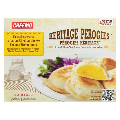Cheemo Frozen Heritage Perogies Cheddar Cheese Bacon Green Onion 745 g
