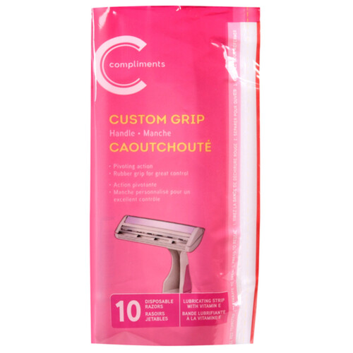 Compliments Women's Disposable Razors Custom Grip 10 Pack