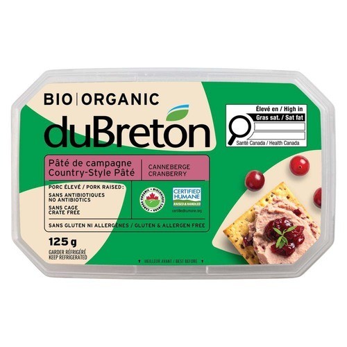 DuBreton Organic Pâté Country-Style Cranberry 125 g