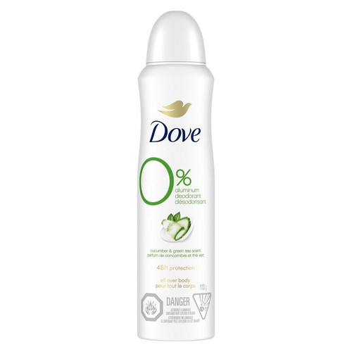 Dove 0% Aluminum Free Whole Body Deodorant With 1/4 Moisturizers Dry Spray 113 g