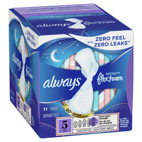 Always Infinity Flex Foam Pads Extra Heavy Overnight Size 5