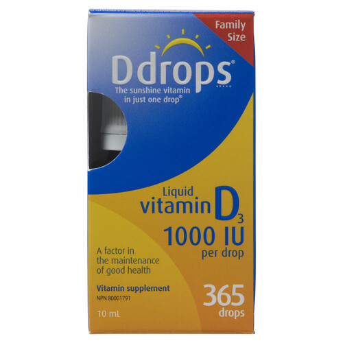 Ddrops Vitamin D3 1000 IU Liquid 365 Drops 10 ml