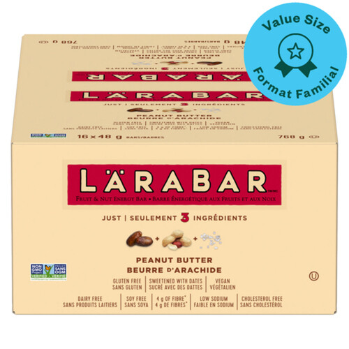 Larabar Gluten-Free Energy Bar Peanut Butter 16 x 48 g