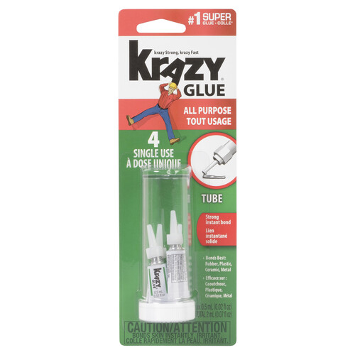 Krazy Glue Single Tube Glue 4 Pack  2ML