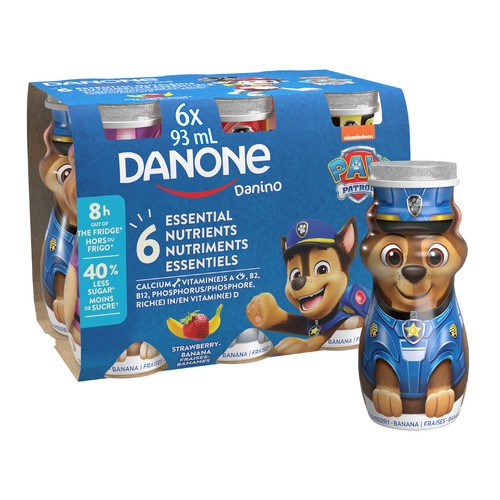 Danino Paw Patrol Drinkable Yogurt For Kids Strawberry-Banana 6 x 93 ml (bottles)