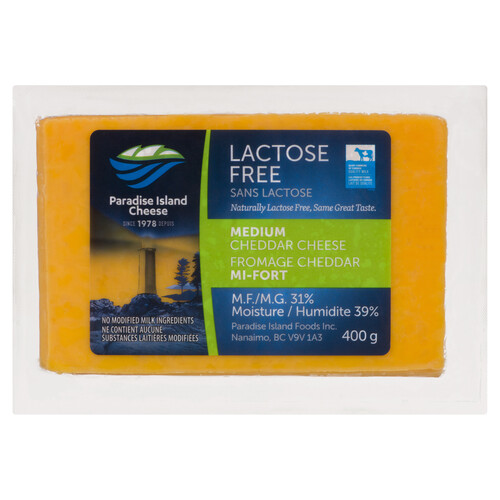 Paradise Island Lactose Free Medium Cheddar Cheese 400 g