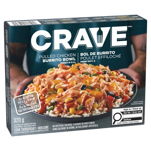 Crave Frozen Burrito Bowl Pulled Chicken 320 g