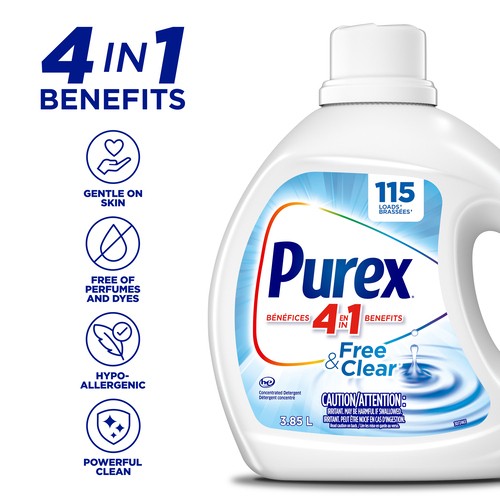 Purex Free & Clear Liquid Laundry Detergent 3.85 L