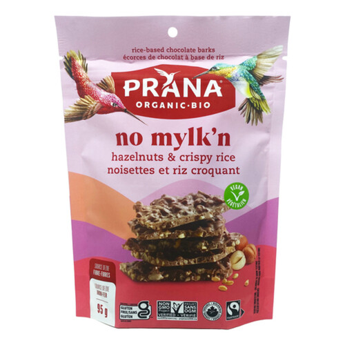 Prana Organic Gluten-Free Chocolate Bark Hazelnuts & Crispy Rice 95 g