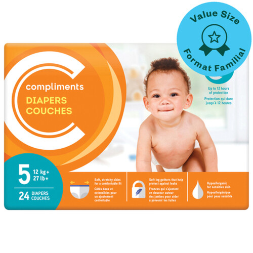 Compliments Little Ones Diapers Size 5 24 Count