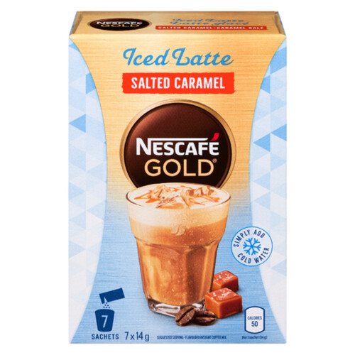 Nescafe Gold Instant Coffee Iced Latte Salted Caramel 7 x 14 g