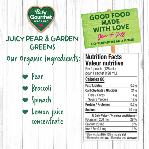 Baby Gourmet Organic Puree Juicy Pear & Garden Greens 128 ml