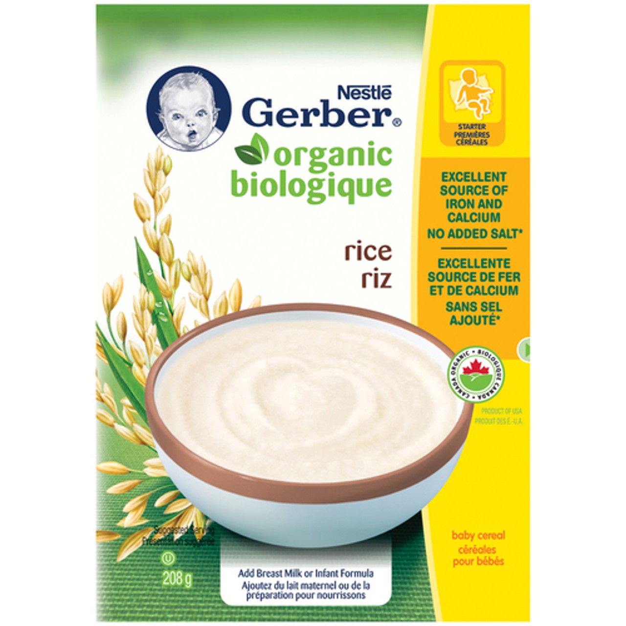 Gerber Organic Baby Cereal Rice 208 g - Voilà Online Groceries & Offers
