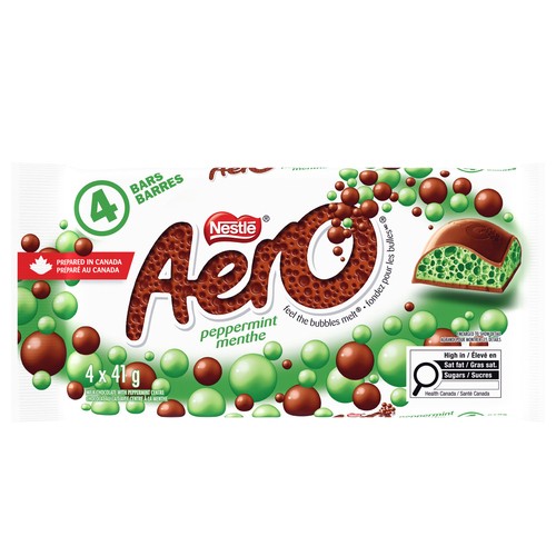 Nestlé Aero Chocolate Bar Bubbles Peppermint 4 x 41 g