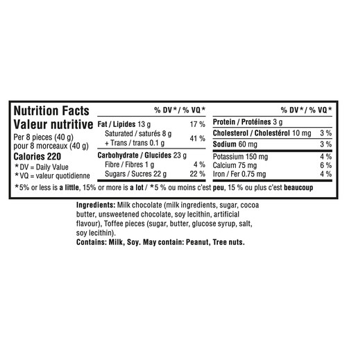 Cadbury Dairy Milk Bar Milk Chocolate With Toffee 90 g
