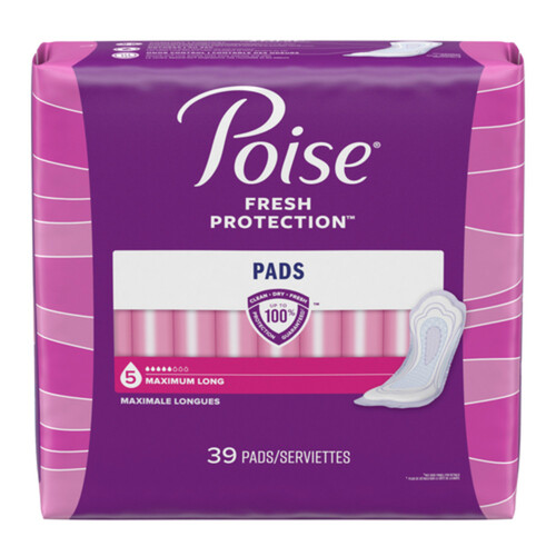 Poise Maximum Bladder Protection Pads Long Length 39 Count