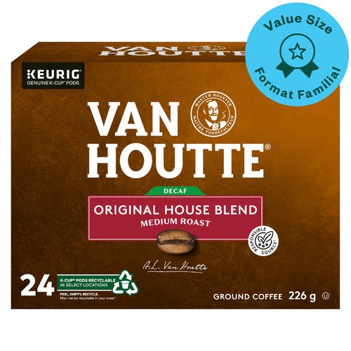 Van Houtte Coffee Pods Decaf Original House Blend Medium Roast 24 K-Cups 226 g