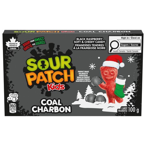 Maynards Sour Patch Kids Christmas Candy Coal Black Raspberry 100 g