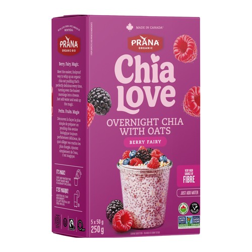 Prana Organic Overnight Chia Oat & Mix Berry Fairy 5 x 50 g