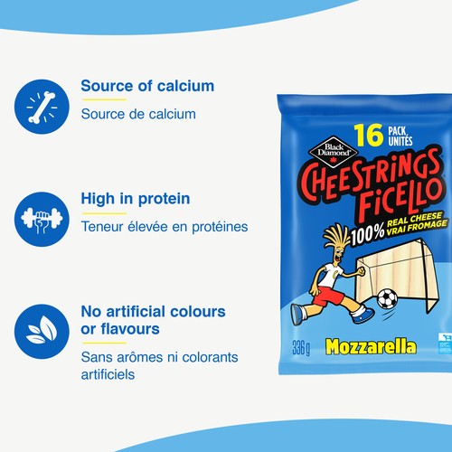Black Diamond Cheestrings Mozzarella 16 Pack 336 g
