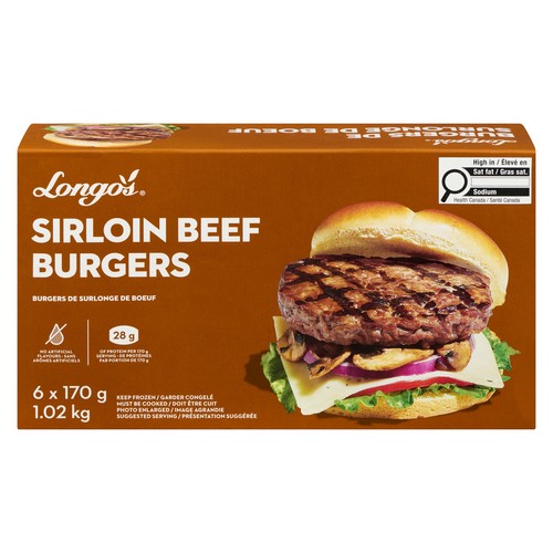Longo's Frozen Sirloin Beef Burgers 1.02 kg