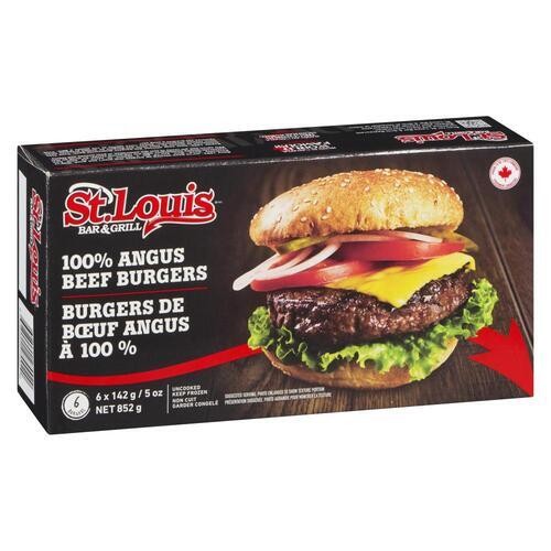 St. Louis Bar & Grill Frozen 100% Angus Beef Burgers 6 x 142 g