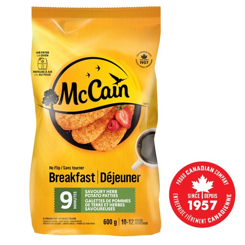 McCain Frozen No Flip 9 Minute  Potato Patties Savoury Herb 12 pack 600 g