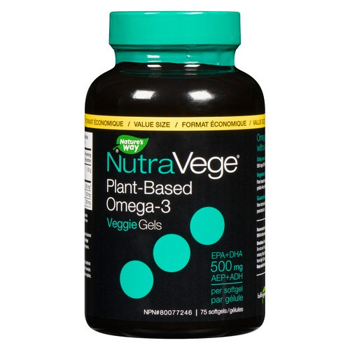Nature's Way NutraVege Plant Based Omega-3 Veggie Gels 75 Count
