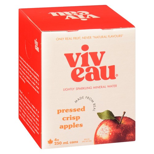 Viveau Sparkling Water Ready To Drink Apple 4 x 250 ml (cans)