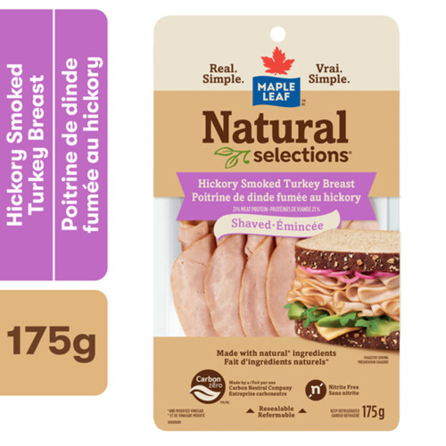 Maple Leaf Natural Selections Shaved Deli Turkey Breast Hickory Smoked 175 g