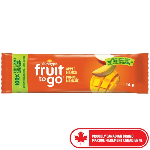 SunRype Fruit To Go Gluten-Free Fruit Bar Snack Apple Mango 14 g
