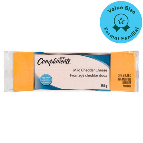 Compliments Cheddar Cheese Mild Value Size 450 g