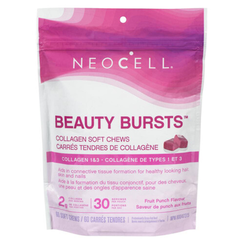 NeoCell Beauty Bursts Collagen Soft Chews Fruit Punch Flavour 60 Count