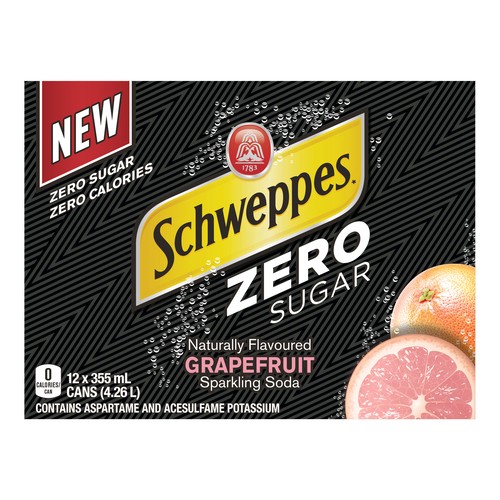 Schweppes Soft Drink Zero Sugar Grapefruit 12 x 355 ml (cans)