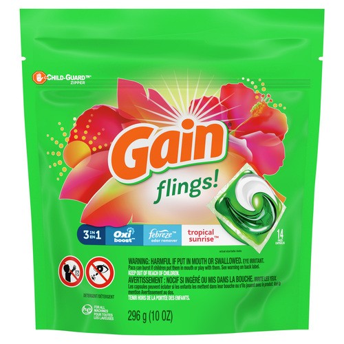 Gain Flings Laundry Detergent Tropical Sunrise 14 Capsules 314 g