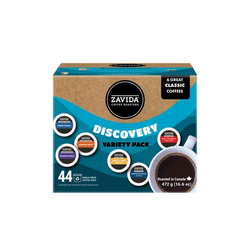 Zavida Coffee Pods Discovery Box Single Serve Variety Pack 44 Count