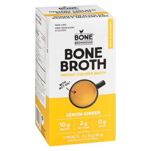 Bone Brewhouse Instant Bone Broth Lemon 5 Pack Ginger 16 g