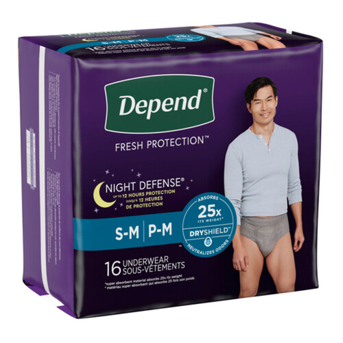 Depend Night Defense  Incontinence Underwear Men Overnight S/M 16 Count