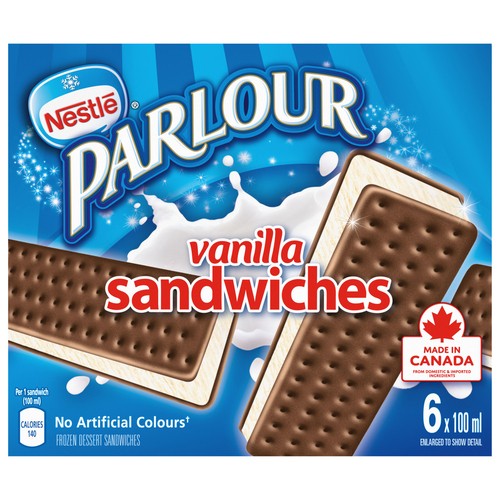 Nestlé Parlour Frozen Dessert Sandwiches Vanilla 6 x 100 ml