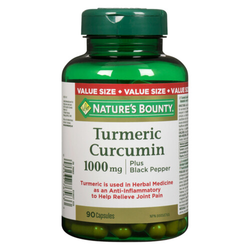 Nature's Bounty Turmeric 1000 mg Plus Black Pepper Capsules 90 Count