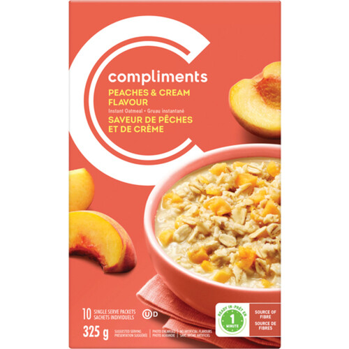 Compliments Instant Oatmeal Peaches & Cream 325 g