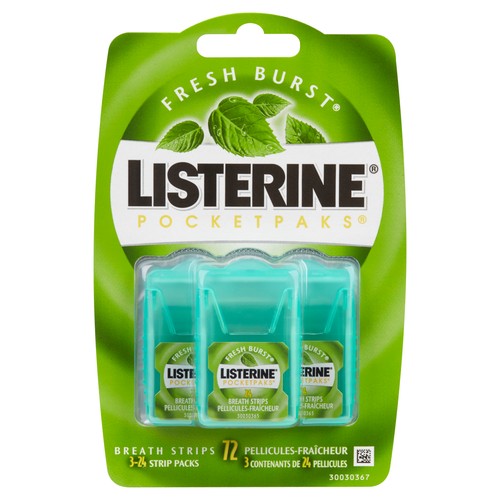 Listerine Pocketpaks Fresh Burst Breath Strips 72 EA