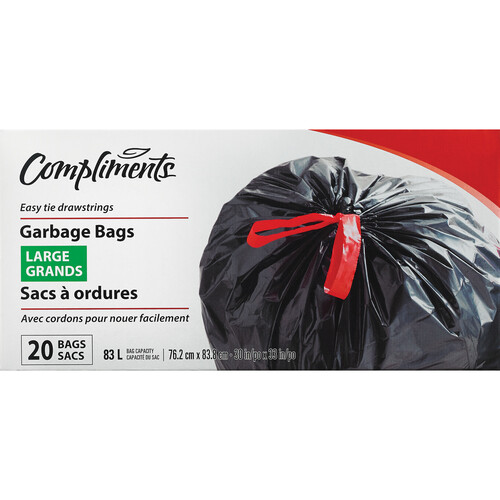 Compliments Easy Tie Drawstrings Garbage Bags 83 L 20 Bags 