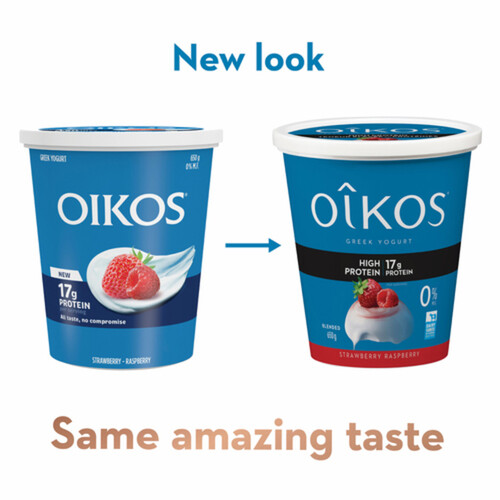 Oikos 0% Greek Yogurt High Protein Strawberry-Raspberry 650 g